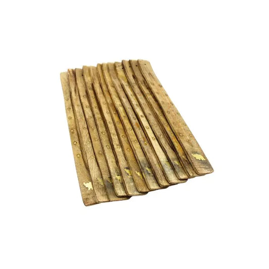 Houten Wierookhouder met Gouden Accenten